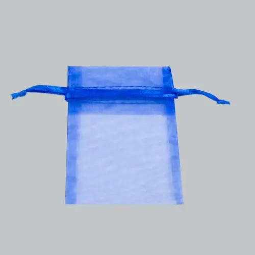 3W x 4H, Sheer Organza Satin Cord Gift and Wine Pouches, Royal Blue