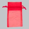 6W x 10H, Sheer Organza Satin Cord Gift and Wine Pouches, Red