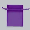 5W x 7H, Sheer Organza Satin Cord Gift and Wine Pouches, Purple