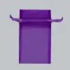 6W x 10H, Sheer Organza Satin Cord Gift and Wine Pouches, Purple
