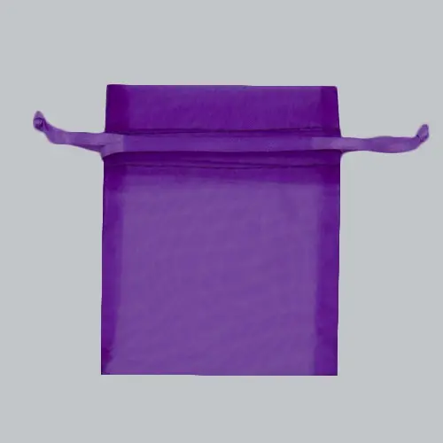 4W x 6H, Sheer Organza Satin Cord Gift and Wine Pouches, Purple