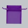 3W x 4H, Sheer Organza Satin Cord Gift and Wine Pouches, Purple