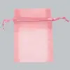 5W x 7H, Sheer Organza Satin Cord Gift and Wine Pouches, Pink
