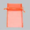 6W x 10H, Sheer Organza Satin Cord Gift and Wine Pouches, Orange