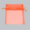 3W x 4H, Sheer Organza Satin Cord Gift and Wine Pouches, Orange