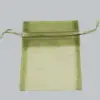2W x 2-1/2H, Sheer Organza Satin Cord Gift and Wine Pouches, Moss
