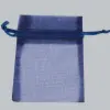 4W x 6H, Sheer Organza Satin Cord Gift and Wine Pouches, Navy Blue
