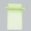6W x 10H, Sheer Organza Satin Cord Gift and Wine Pouches, Mint