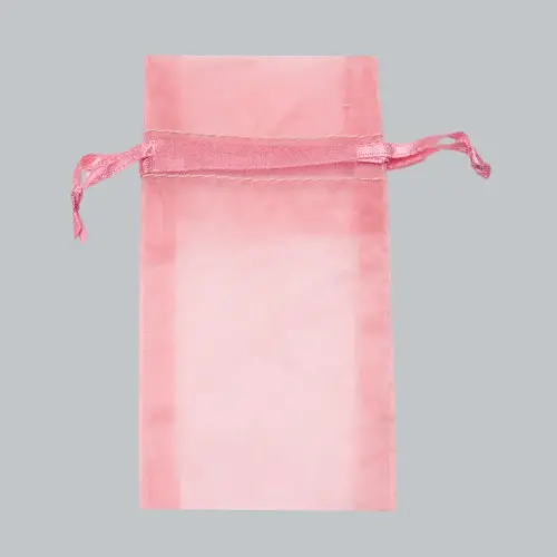 6W x 10H, Sheer Organza Satin Cord Gift and Wine Pouches, Mauve