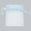 4W x 6H, Sheer Organza Satin Cord Gift and Wine Pouches, Light Blue