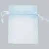 5W x 7H, Sheer Organza Satin Cord Gift and Wine Pouches, Light Blue