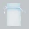 6W x 10H, Sheer Organza Satin Cord Gift and Wine Pouches, Light Blue