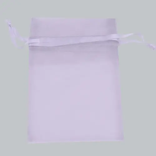 5W x 7H, Sheer Organza Satin Cord Gift and Wine Pouches, Lavender