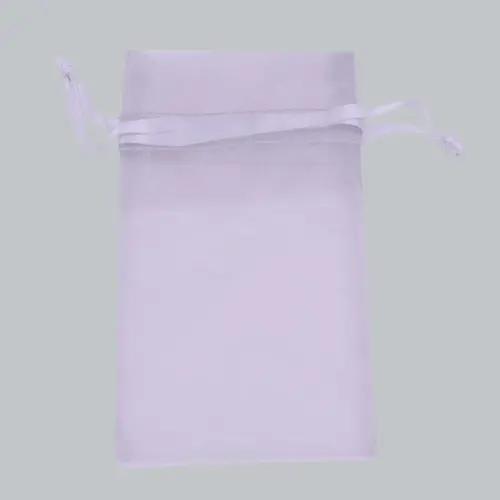 6W x 10H, Sheer Organza Satin Cord Gift and Wine Pouches, Lavender