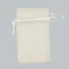 6W x 10H, Sheer Organza Satin Cord Gift and Wine Pouches, Ivory