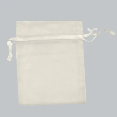 4W x 6H, Sheer Organza Satin Cord Gift and Wine Pouches, Ivory
