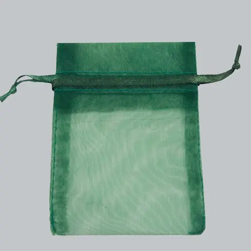 4W x 6H, Sheer Organza Satin Cord Gift and Wine Pouches, Hunter