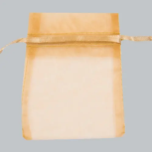 5W x 7H, Sheer Organza Satin Cord Gift and Wine Pouches, Gold