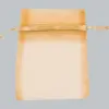 5W x 7H, Sheer Organza Satin Cord Gift and Wine Pouches, Gold