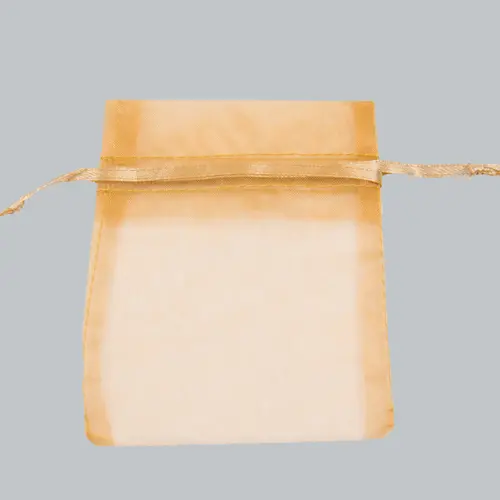 2W x 2-1/2H, Sheer Organza Satin Cord Gift and Wine Pouches, Gold