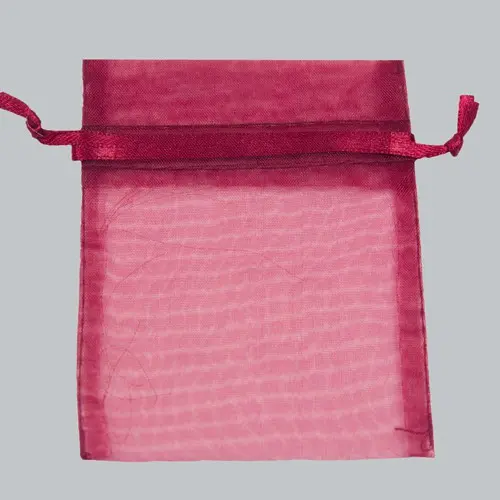 4W x 6H, Sheer Organza Satin Cord Gift and Wine Pouches, Burgundy