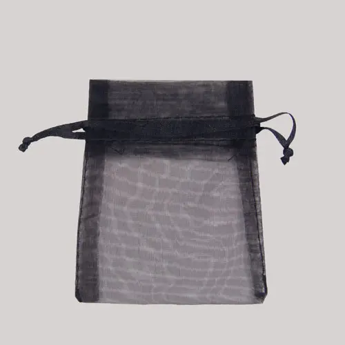 4W x 6H, Sheer Organza Satin Cord Gift and Wine Pouches, Black