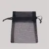4W x 6H, Sheer Organza Satin Cord Gift and Wine Pouches, Black
