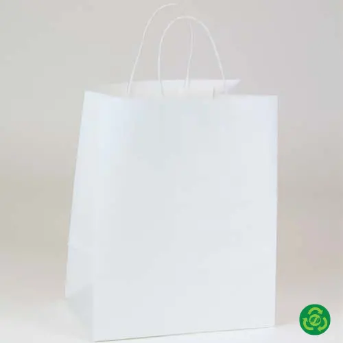 10W x 7D x 12H, White Kraft Paper Bags with Twisted Paper Handle