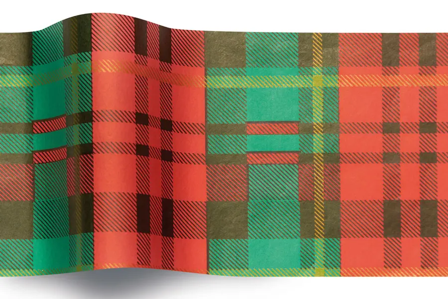 20W x 30L, Christmas and Valentines Style Tissue, Presently Plaid