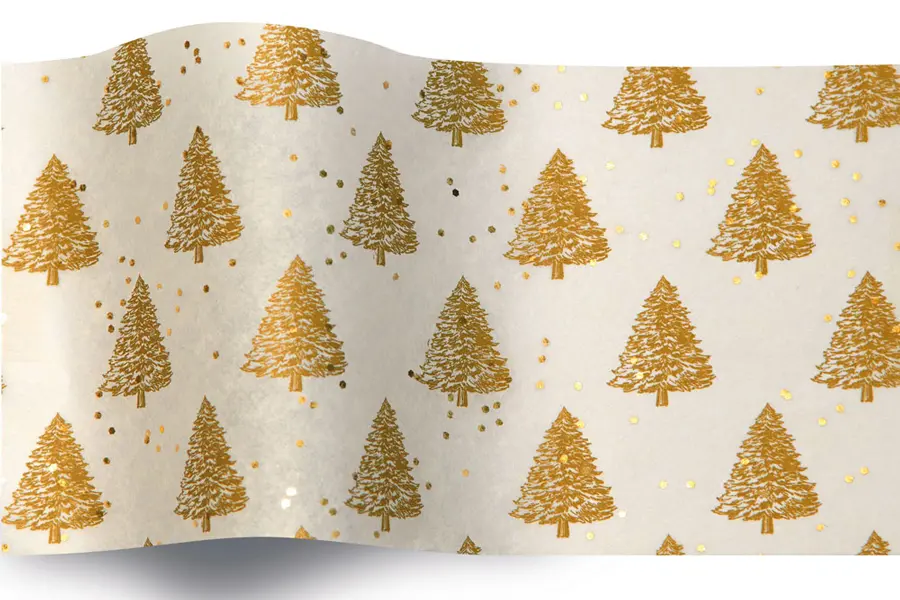 20W x 30L, Gemstone Sparkle Tissue Paper, Gold Pearl Trees
