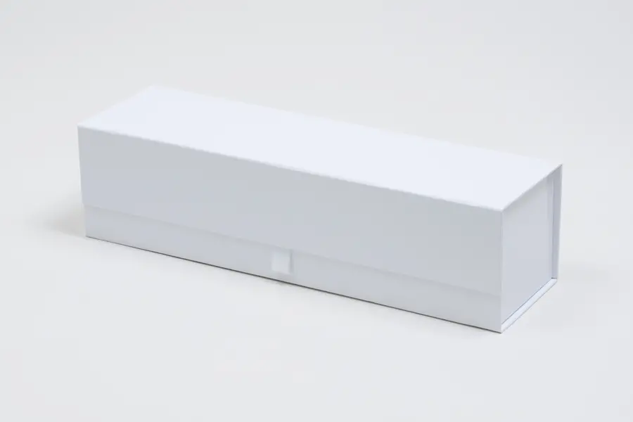 13-1/2L x 3-1/2W x 3-1/2H, Rigid Magnetic Wine Boxes, White Gloss, Single