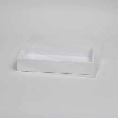 7-3/8L x 5-3/8W x 1H, Clear Top White Gloss Gift Boxes