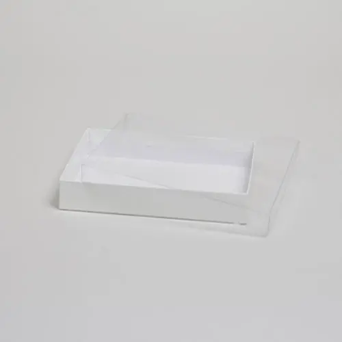 9-5/8L x 6-3/8W x 1-5/8H, Clear Top White Gloss Gift Boxes