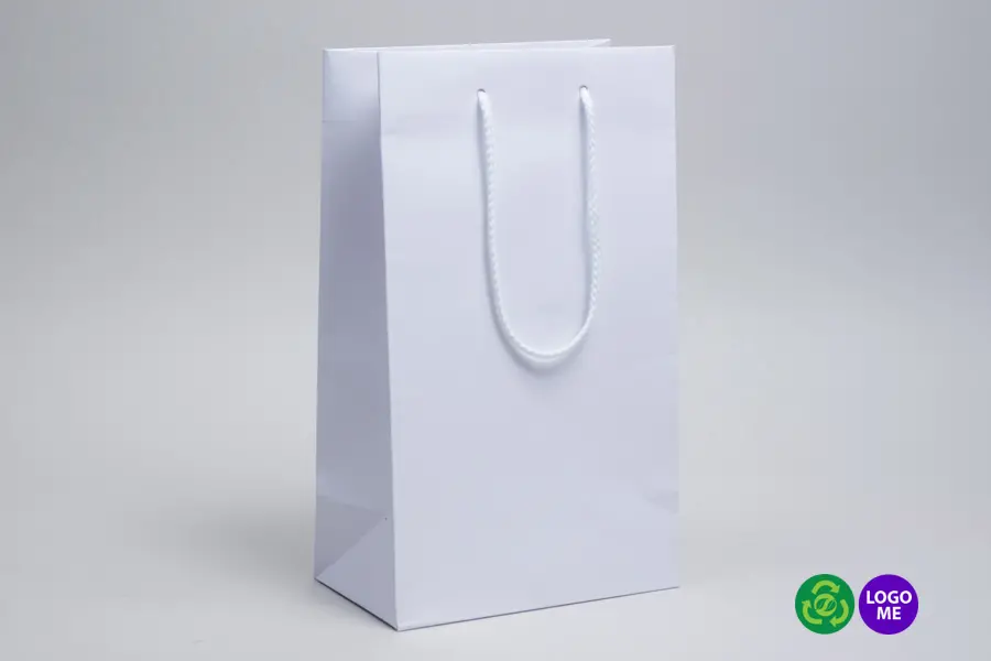 8W x 4-3/4D x 13-1/2H, White Kraft Eurototes with Rope Handles