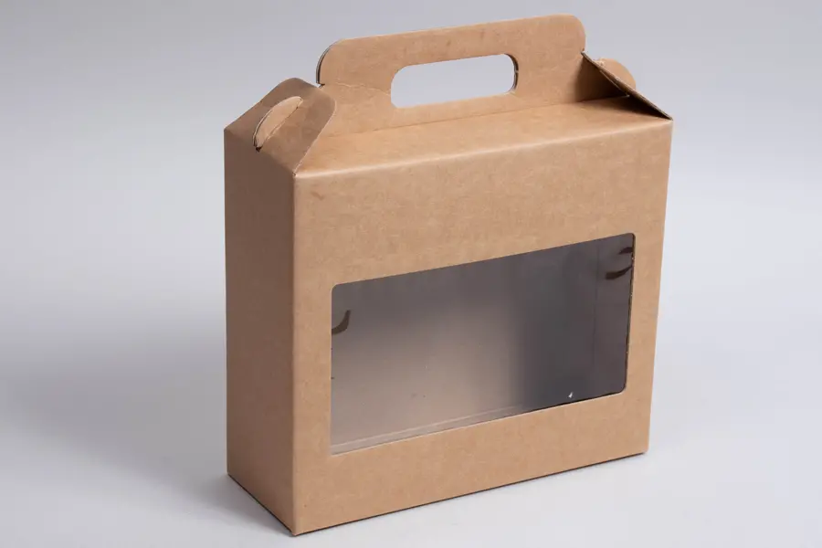 8-5/8L x 3-1/8W x 7-5/8H, Windowed Gable Boxes, Natural Kraft