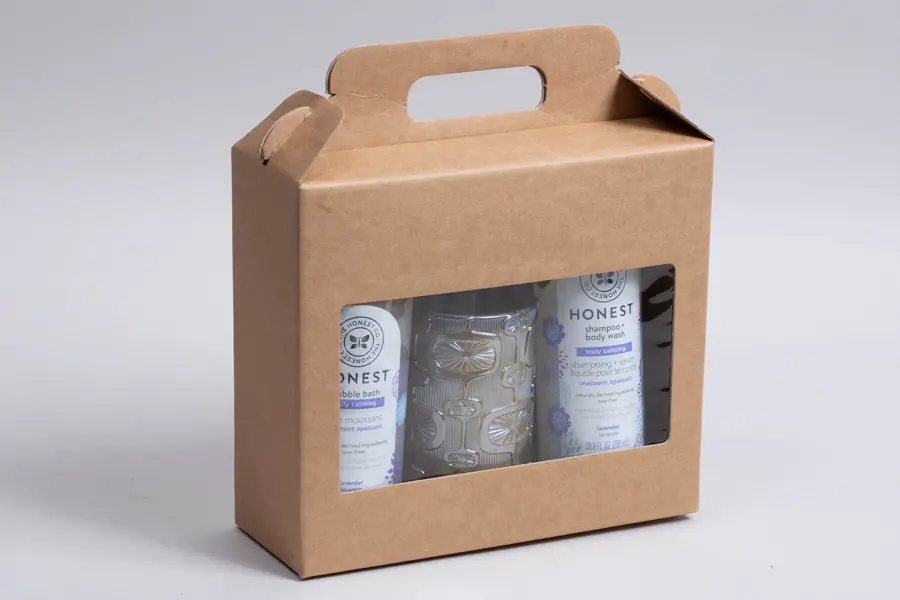 8-5/8L x 3-1/8W x 7-5/8H, Windowed Gable Boxes, Natural Kraft