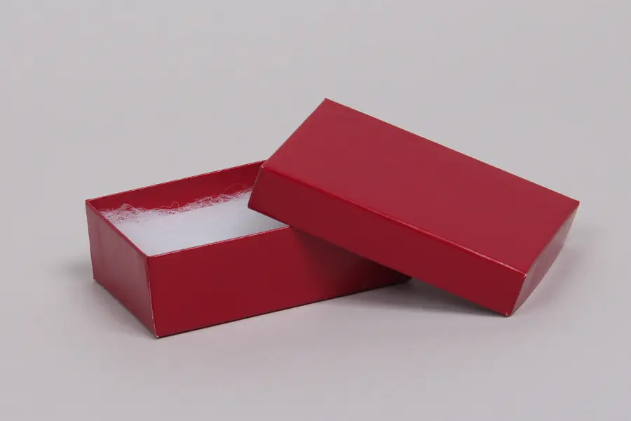3L x 2-1/8W x 1H, 2-Piece Set-Up Jewelry Boxes w/Fiber Insert, Cherry Red