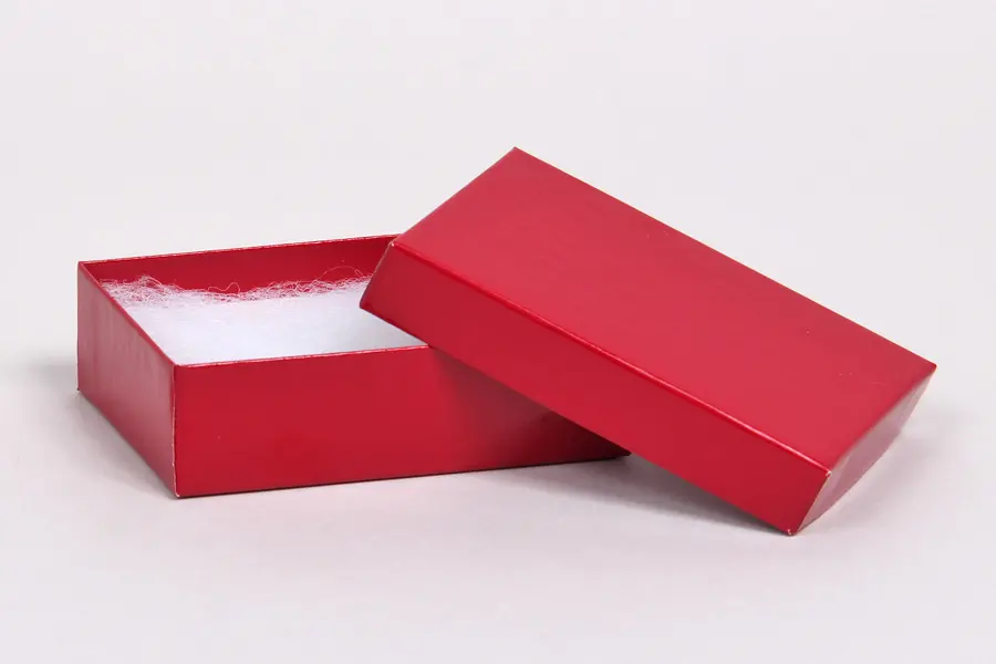 3-3/4L x 5-1/4W x 7/8H, 2-Piece Set-Up Jewelry Boxes w/Fiber Insert, Cherry Red