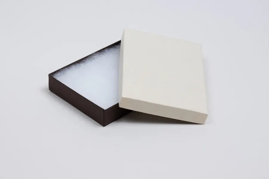 3-3/4L x 5-1/4W x 7/8H, Textured Two-Piece Jewelry Boxes, Coffee and Cream