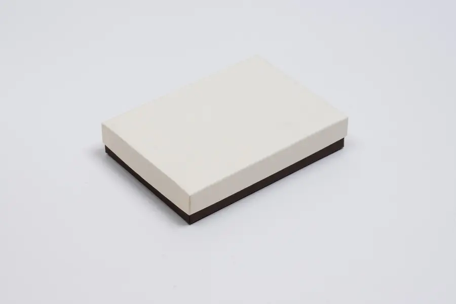 3-3/4L x 5-1/4W x 7/8H, Textured Two-Piece Jewelry Boxes, Coffee and Cream