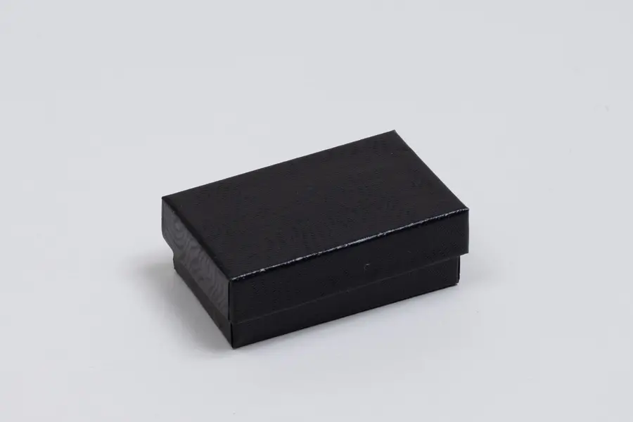 2-1/2L x 1-1/2W x 7/8H, 2-Piece Set-Up Jewelry Boxes w/Fiber Insert, Black Swirl