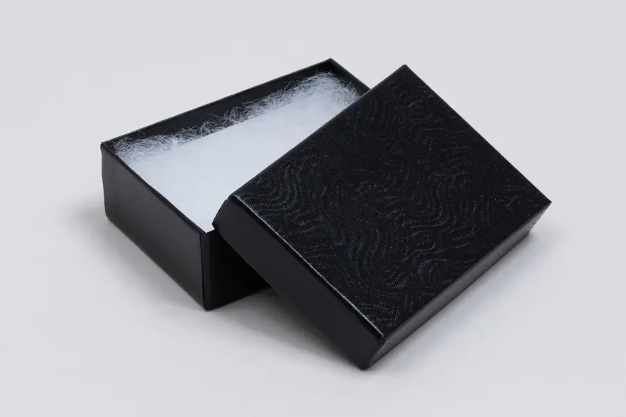 3L x 2-1/8W x 1H, 2-Piece Set-Up Jewelry Boxes w/Fiber Insert, Black Swirl