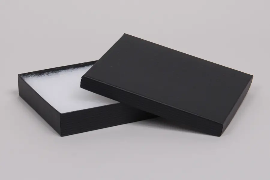 5L x 6W x 1H, 2-Piece Set-Up Jewelry Boxes w/Fiber Insert, Black Pinstripe