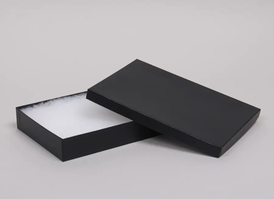 5-1/2L x 8W x 1-1/4H, 2-Piece Set-Up Jewelry Boxes w/Fiber Insert, Black Pinstripe
