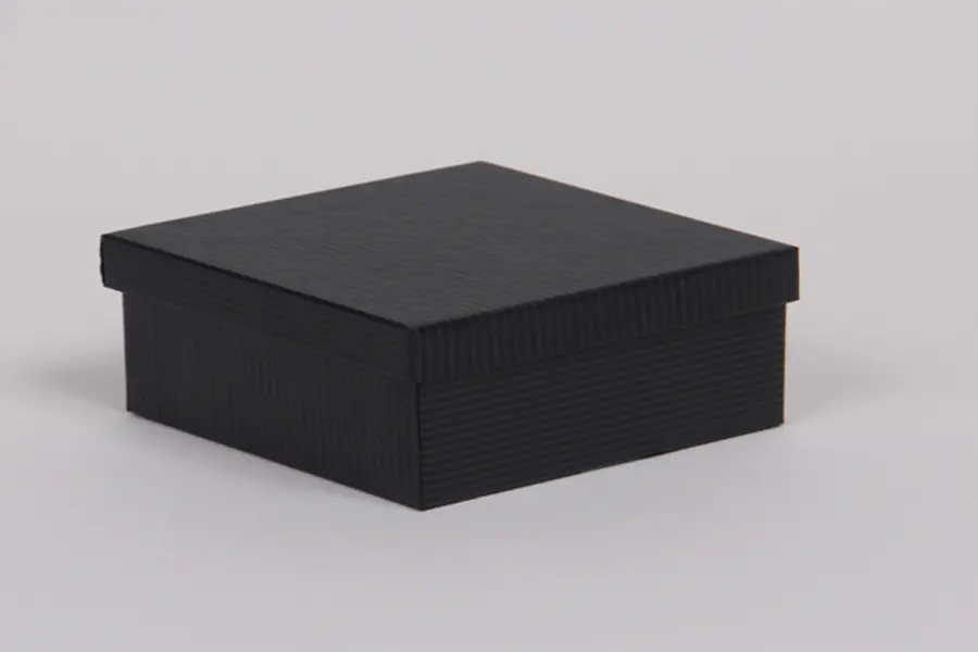 3-1/2L x 3-1/2W x 1-1/2H, 2-Piece Set-Up Jewelry Boxes w/Fiber Insert, Black Pinstripe