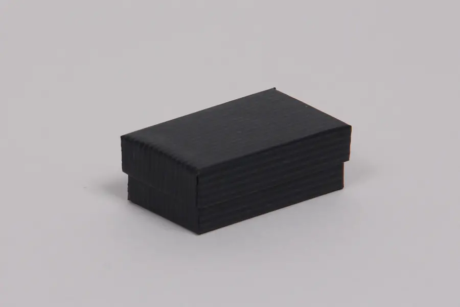 2-1/2L x 1-1/2W x 7/8H, 2-Piece Set-Up Jewelry Boxes w/Fiber Insert, Black Pinstripe