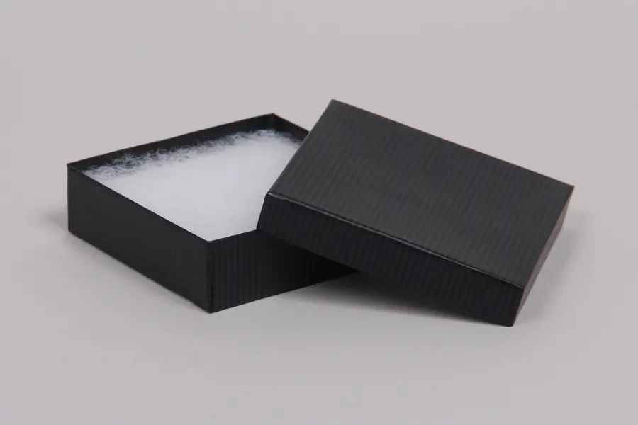3-1/2L x 3-1/2W x 1H, 2-Piece Set-Up Jewelry Boxes w/Fiber Insert, Black Pinstripe