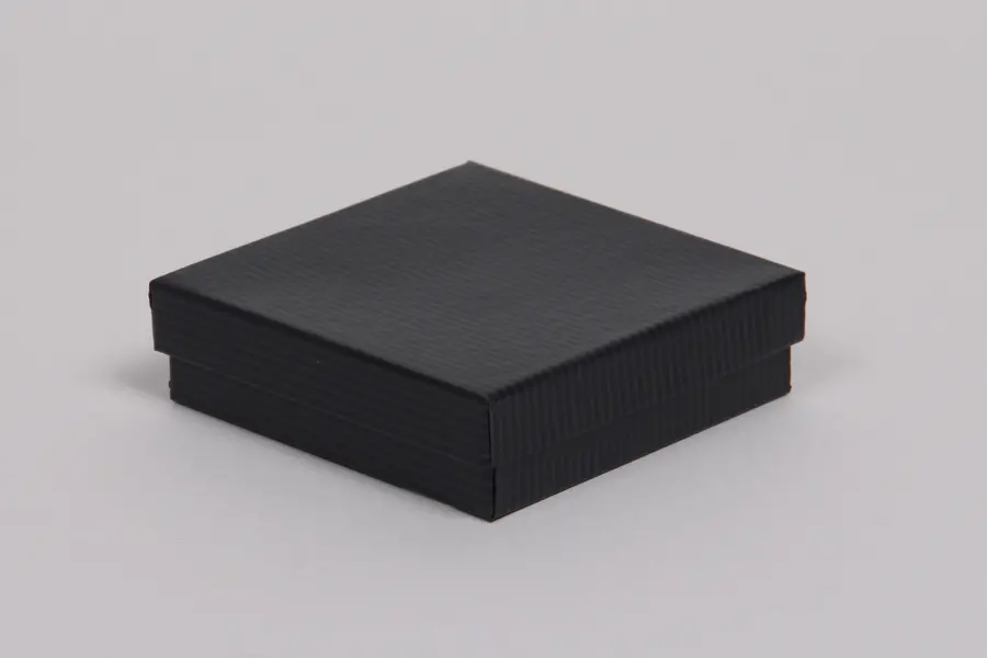 3-1/2L x 3-1/2W x 1H, 2-Piece Set-Up Jewelry Boxes w/Fiber Insert, Black Pinstripe