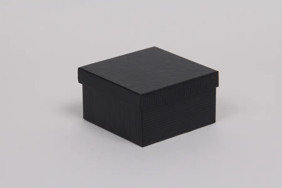 3-1/2L x 3-1/2W x 2H, 2-Piece Set-Up Jewelry Boxes w/Fiber Insert, Black Pinstripe