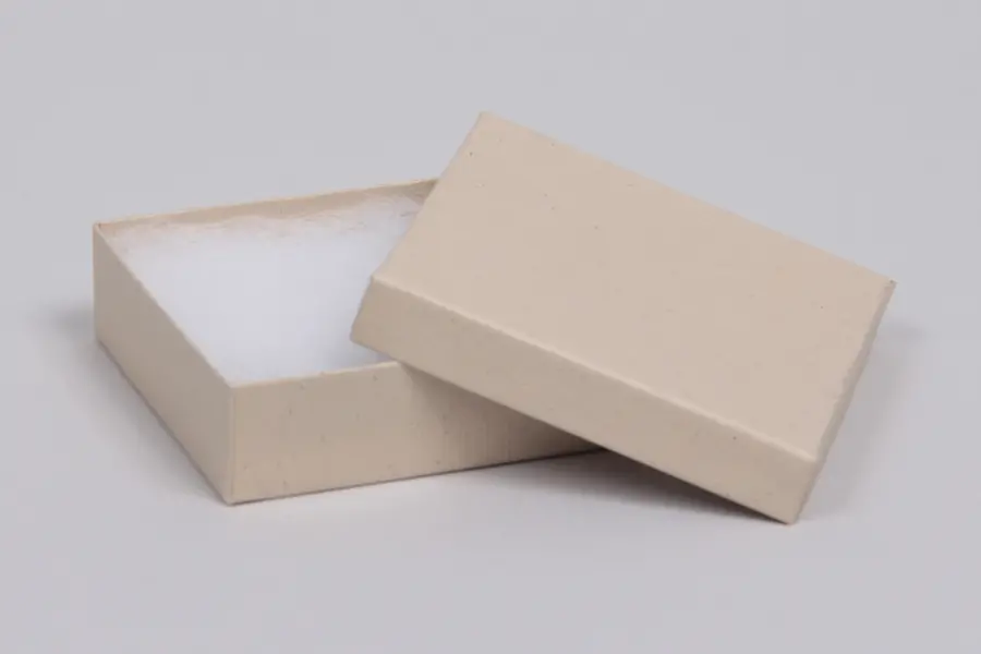 3-1/2L x 3-1/2W x 1H, 2-Piece Set-Up Jewelry Boxes w/Fiber Insert, Oatmeal Groove
